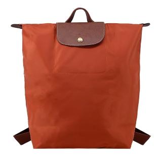 【LONGCHAMP】LE PLIAGE系列再生尼龍摺疊後揹包(中/磚紅)