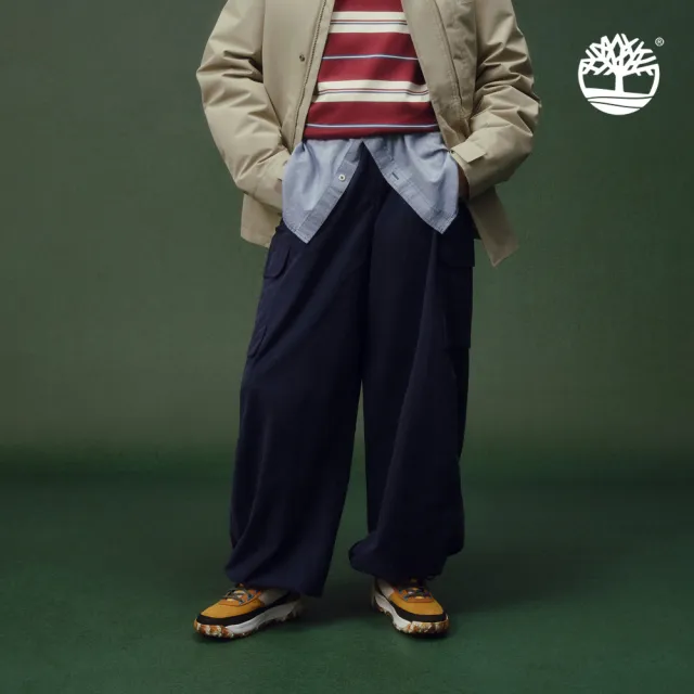 【Timberland】女款藍色降落傘寬褲(A41FB451)