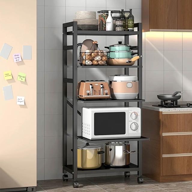 【Easy buy 居家生活】工業風可調整五層抽拉式電器架-43CM三抽拉(電器收納架 五層架 廚房置物架 隙縫架)
