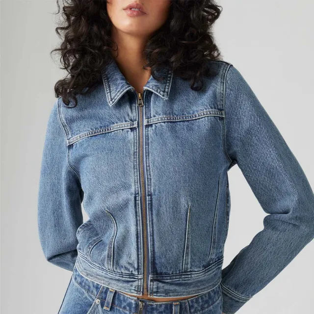 【LEVIS】女款 合身拉鍊牛仔夾克 / 外套 熱賣單品 001W8-0000