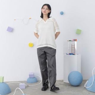 【MOSS CLUB】棉彈細斜紋微縮口休閒長褲(綠 灰)