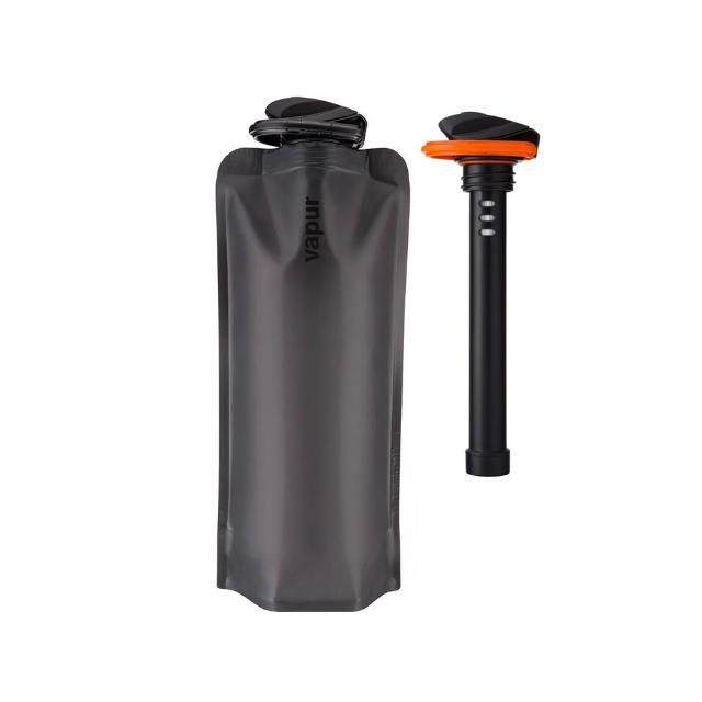 【Vapur】Microfilter 微型過濾器運動摺疊水袋 1L 暗黑 #40047(運動水壺 摺疊水壺)