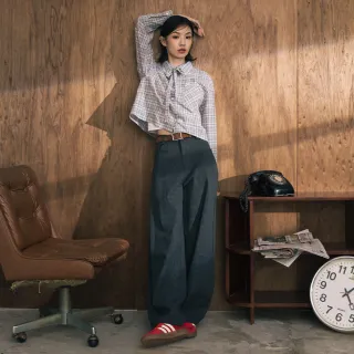 【gozo】A｜顯瘦剪接水洗涼感廓型褲(兩色)