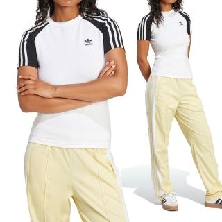 【adidas 愛迪達】3S Slim Tee 女款 白色 三條紋 插肩 修身 休閒 短袖 JD0834