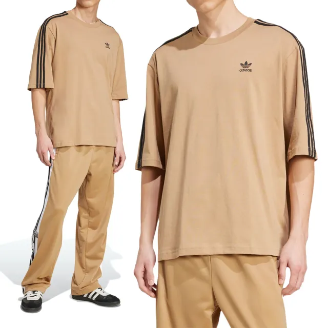 【adidas 愛迪達】Oversize Tee 男款 卡其色 寬鬆 棉質 T恤 運動 休閒 短袖 JY1397
