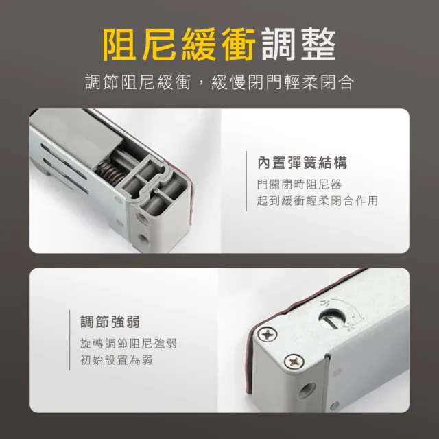 【職人工具】拉門器 自動關門阻尼器 門緩衝器 閉門器 免打孔 自動關門器調整 185-DSDLB 防夾手(自動關門器)