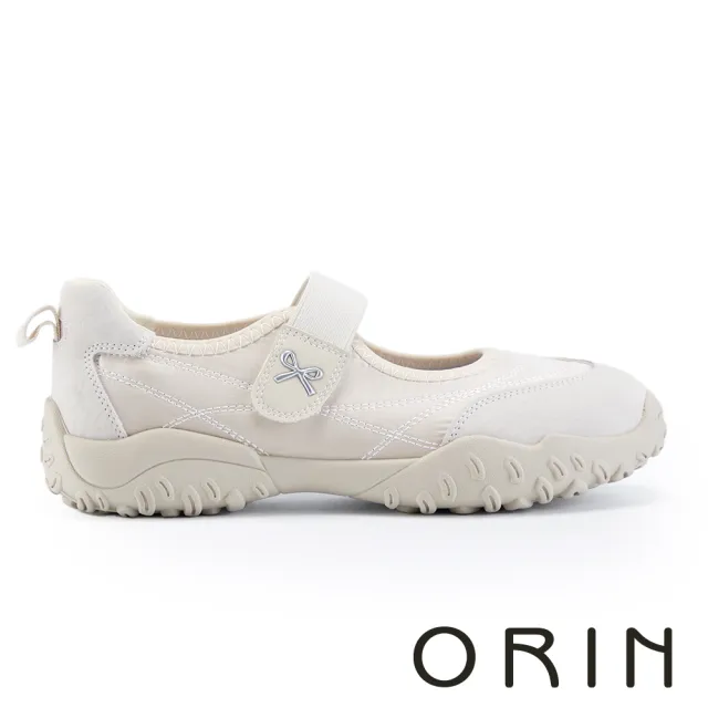 【ORIN】異材質拼接彈力瑪莉珍運動鞋(米色)