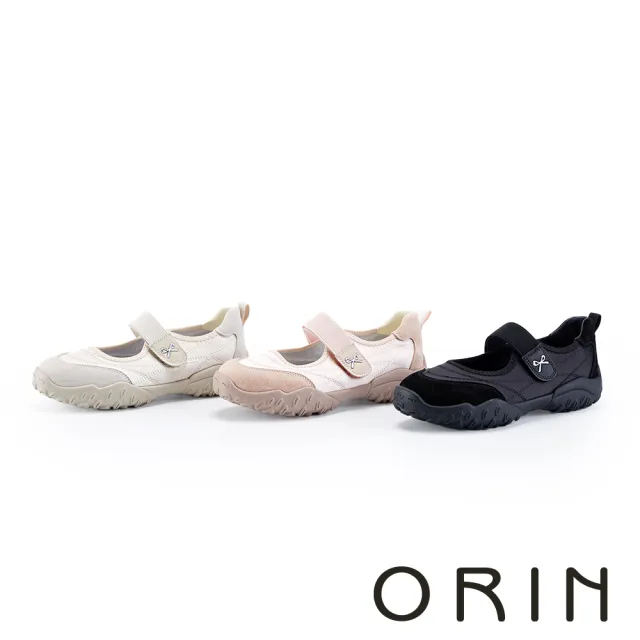 【ORIN】異材質拼接彈力瑪莉珍運動鞋(黑色)