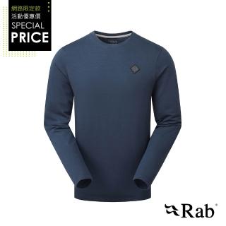 【RAB】Basecamp Logo Badge LS Tee 有機棉保暖耐用長袖上衣 暴風藍 男款 #QCC10