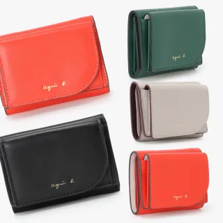 【agnes b.】Voyage 皮革短夾直立式中夾(多款任選)