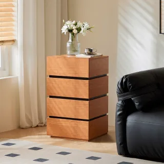 【hoi! 好好生活】林氏木業復古風暖木色四斗櫃 QA4E