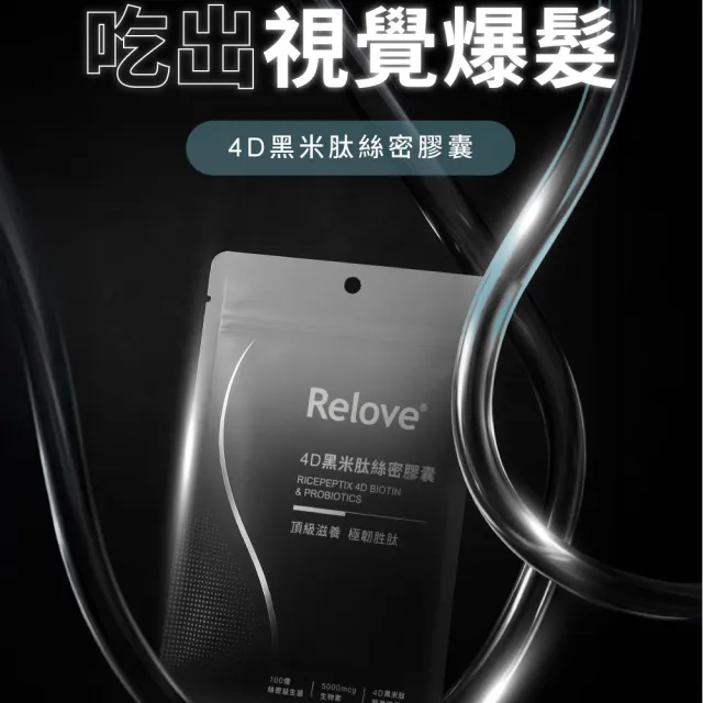 【Relove】4D黑米肽絲密膠囊60顆裝(每日2顆30天份 營養根根到位 關鍵補給生物素 4D黑米肽)