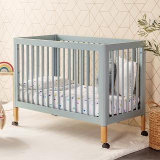 【LEVANA】minicolor三合一嬰兒床+高密度支撐棉床墊+大象寢具五件組(兒童床/成長床/多功能床)