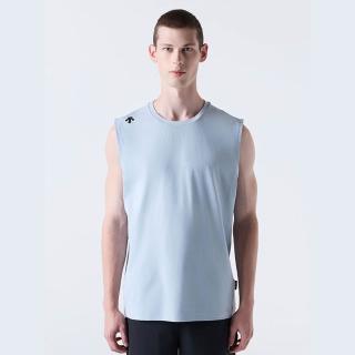 【DESCENTE】運動背心 男 STANDARD SLEEVELESS 藍 SQ321TST71-GRY0