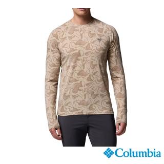 【Columbia 哥倫比亞】男款-防曬UPF30快排長袖上衣-PFG Uncharted™-卡其印花(UFM59650KW/JF)