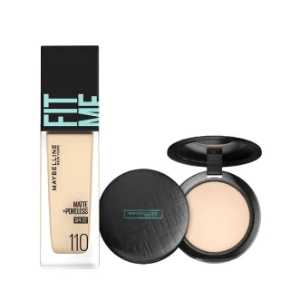 【MAYBELLINE 媚比琳】FIT ME反孔特霧粉底液PRO版 柔焦空氣粉餅(#NO.1底妝霸主 #空氣小圓餅)