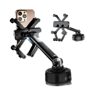 【The Rare】可伸縮重力旋轉支架 車載吸盤式支架 多功能真空磁吸支架 儀錶台手機架 導航架