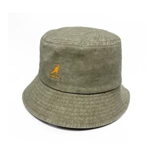 【KANGOL】Washed 草寫刺繡漁夫帽(灰綠色)