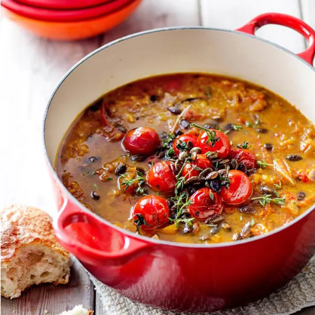 【Le Creuset】琺瑯鑄鐵鍋圓鍋24 cm(水漾藍-鋼頭-內鍋白)