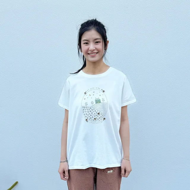 【Hana Mokuba】花木馬日系女裝圓領可愛圖案印花上衣(T恤)