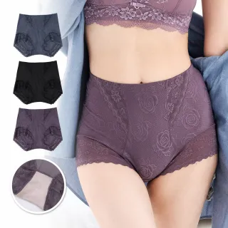 【PINK LADY】3件組-雙層加壓 蠶絲混紡褲底 立體輕塑褲(提臀/束腹/包覆/束腰/女內褲/蕾絲)