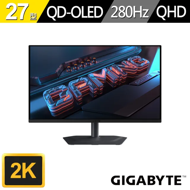 【GIGABYTE 技嘉】27型 MO27Q2A 2K 電競螢幕(QD-OLED/G-SYNC/HDMI/DP/Type-C/內建喇叭)