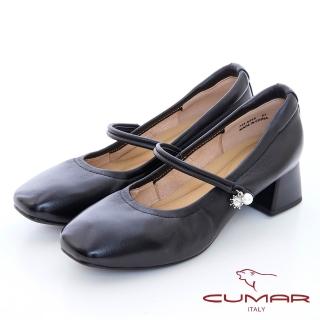 【CUMAR】芭蕾舞鞋瑪莉珍粗跟鞋(黑色)