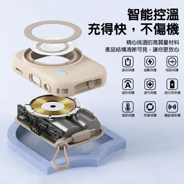 【DA】PDB-576 拍立充雙線磁吸無線快充行動電源(行動電源/ 雙線行動電源/快充/無線行動電源)