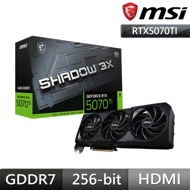【MSI 微星】RTX 5070 Ti 16G SHADOW 3X OC 顯示卡 (組合包B)