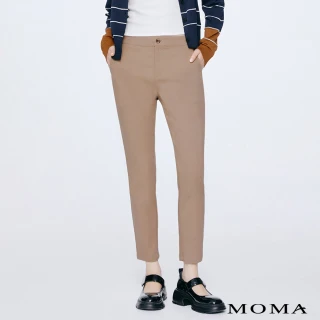 【MOMA】纖長撞色褲腰彈力九分鉛筆褲(兩色)