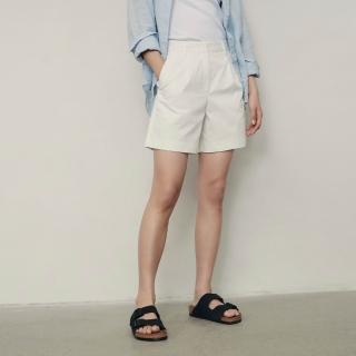 【GIORDANO 佐丹奴】韓系選品 女裝通勤純棉壓褶中腰休閒短褲(多色任選)
