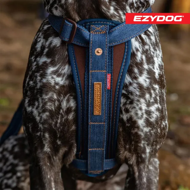 【EZYDOG】狗體工學胸背帶 丹寧 L號(送400元寵物車用束帶 寵物胸背帶 H型胸背帶 寵物用品 牽繩)