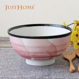 【Just Home】日本製陶瓷6.7吋麵碗900ml-粉紅櫻花(可微波 麵碗 湯碗 泡麵碗 拉麵碗 碗公 碗盤)