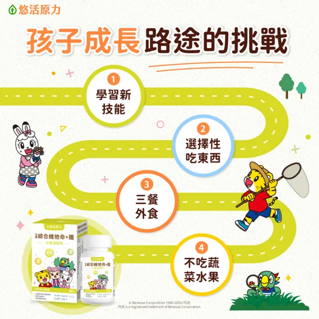 【悠活原力】巧虎聯名小悠活兒童綜合維他命咀嚼錠x1(60錠/瓶 微膠囊化鐵 鋅)
