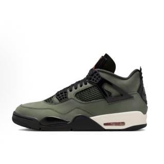【NIKE 耐吉】UNDEFEATED x Jordan Air Jordan 4 綠黑 軍綠 中幫 復古籃球鞋 男鞋IB1519-200