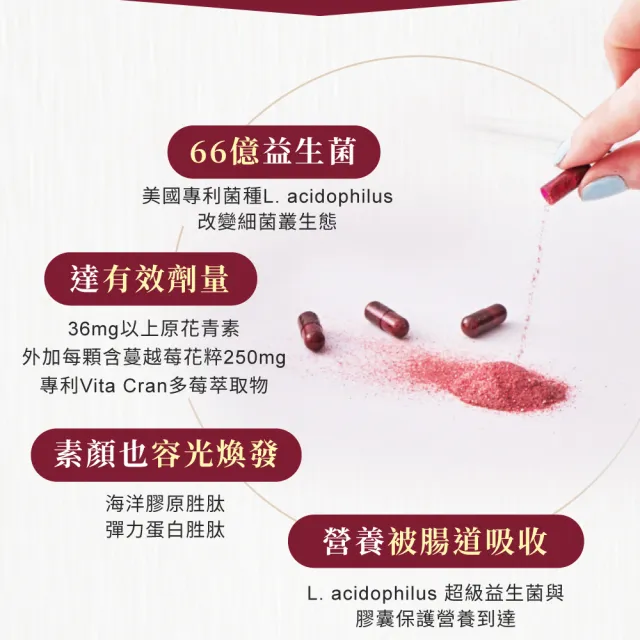 【Relove】益妍莓后-蔓越莓益生菌3盒組 共90粒(原花青素36mg 蔓越莓益生菌)