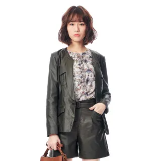 【KeyWear 奇威名品】變化領剪接長袖外套