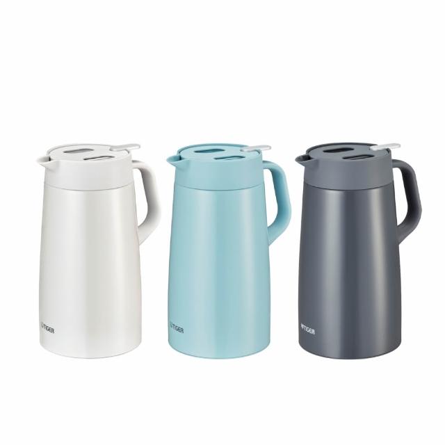 【TIGER 虎牌】按壓式不鏽鋼真空保溫壺1600ml(PWO-A160大容量保溫瓶/桌上提倒壺)