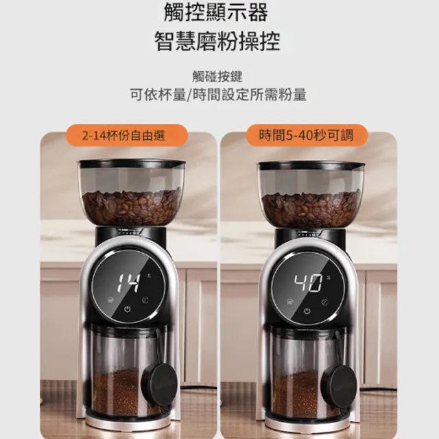【RTAKO】電動咖啡磨豆機 智能電動磨豆機(智能顯示 粗細可調 義式咖啡研磨機 咖啡磨豆機 家用咖啡機)