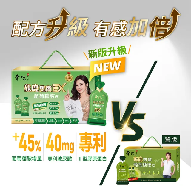 【華陀扶元堂】龜鹿雙寶葡萄糖胺飲EX-輕巧包6盒組(15包/盒;陳美鳳代言-膠原蛋白/UCII/葡萄糖胺/龜鹿二仙)