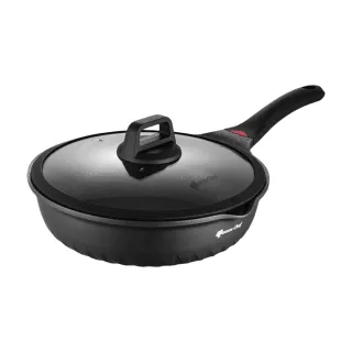 【Queen Chef】英國製 礦岩鑄造鈦合金大理石不沾鍋(30cm 深煎鍋平底鍋 IH適用)