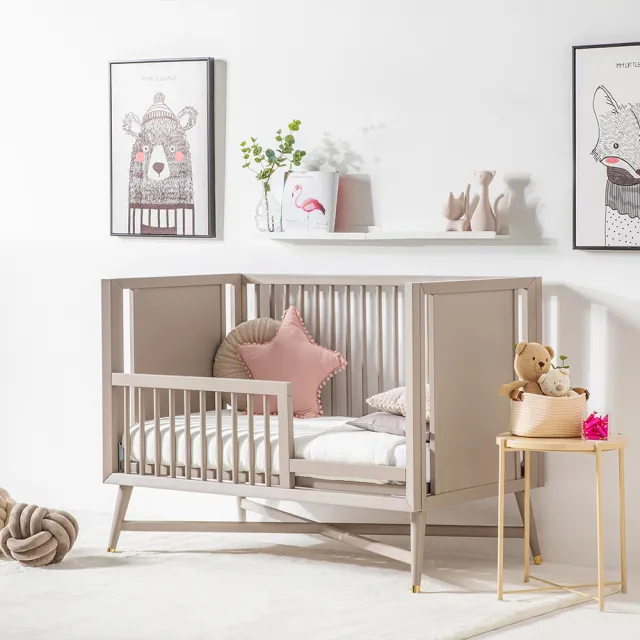 【LEVANA】New York 紐約五合一嬰兒床+高密度支撐棉床墊(嬰兒床/成長床/書桌床)