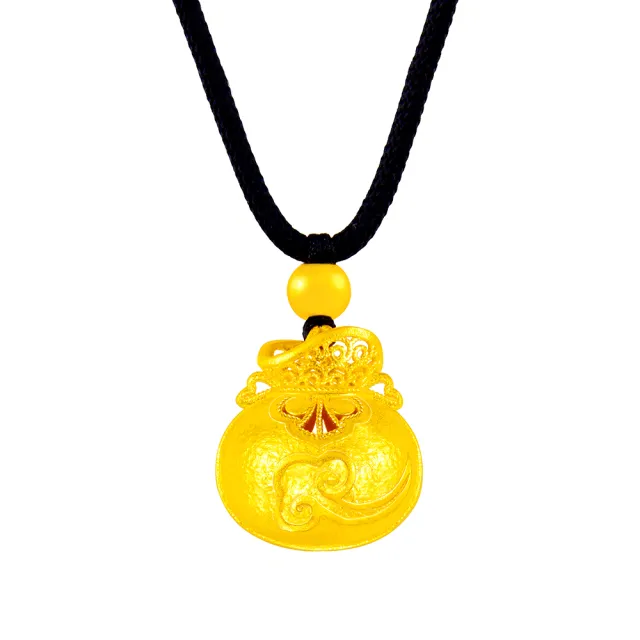 【Just Gold 鎮金店】雋藏 雲錦福袋 黃金吊墜(附繩)