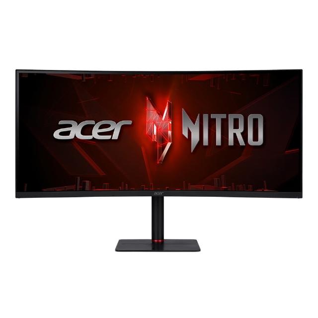 Acer 宏碁 Nitro 系列 XV345CUR 34型曲面顯示器，VA 面板提供出色對比與 21:9 超寬視野，3440x1440 2K 解析度結合 180Hz 更新率與 FreeSync 技術，減少撕裂暢玩電競。支援 Type-C、DisplayPort、HDMI 連線，無觸控功能，享 3 年保固，適合遊戲、多工與影音娛樂。