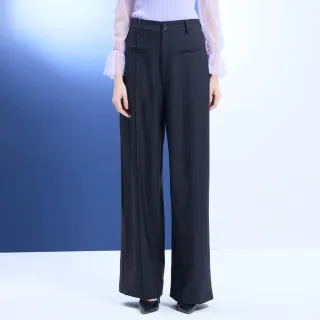 【HONOR 山形屋】簡約單釦高腰壓褶長褲-灰/黑