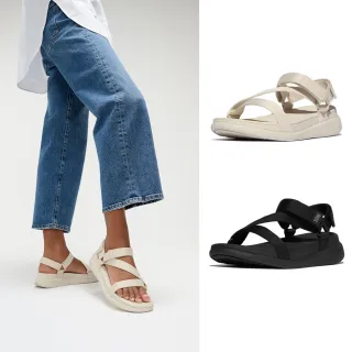 【FitFlop】F-MODE GO 織帶Z字造型厚底後帶涼鞋-女(二色)