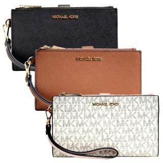 【Michael Kors】MK JET SET TRAVEL防刮皮革多功能雙層手拿長夾/手拿包/手機包/手機長夾/MK長夾(多款任選)