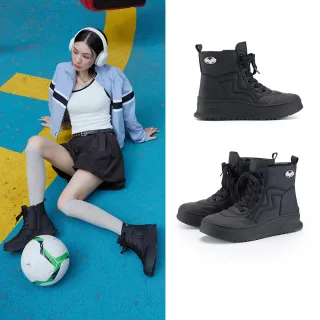 【CHOiCE】潮感超纖綁帶厚底防潑水短靴(黑色)