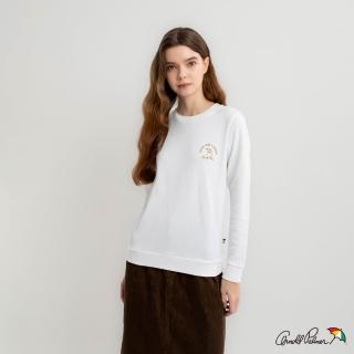 【Arnold Palmer 雨傘】女裝-刺繡小傘LOGO長袖圓領大學T(白色)
