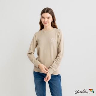 【Arnold Palmer 雨傘】女裝-刺繡小傘LOGO長袖圓領大學T(卡其色)